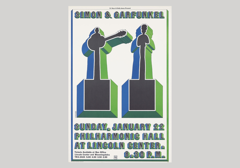 西蒙和加芬克尔在爱乐音乐厅的海报(美国，1967年)